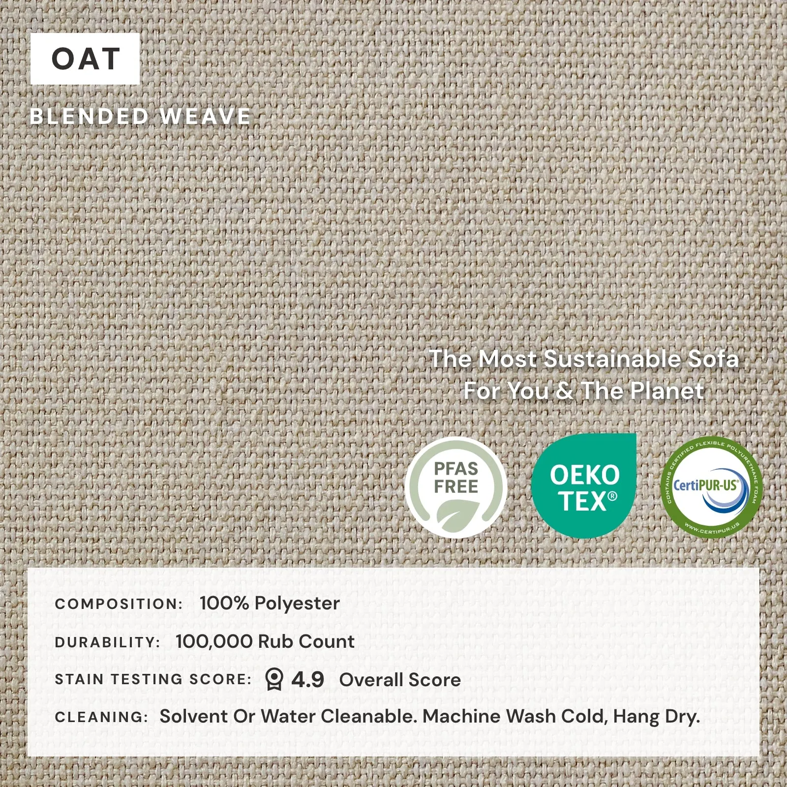 Modular Washable 2-Seater Sectional in Oat | Deluxe  Seat | Cloud Pillow