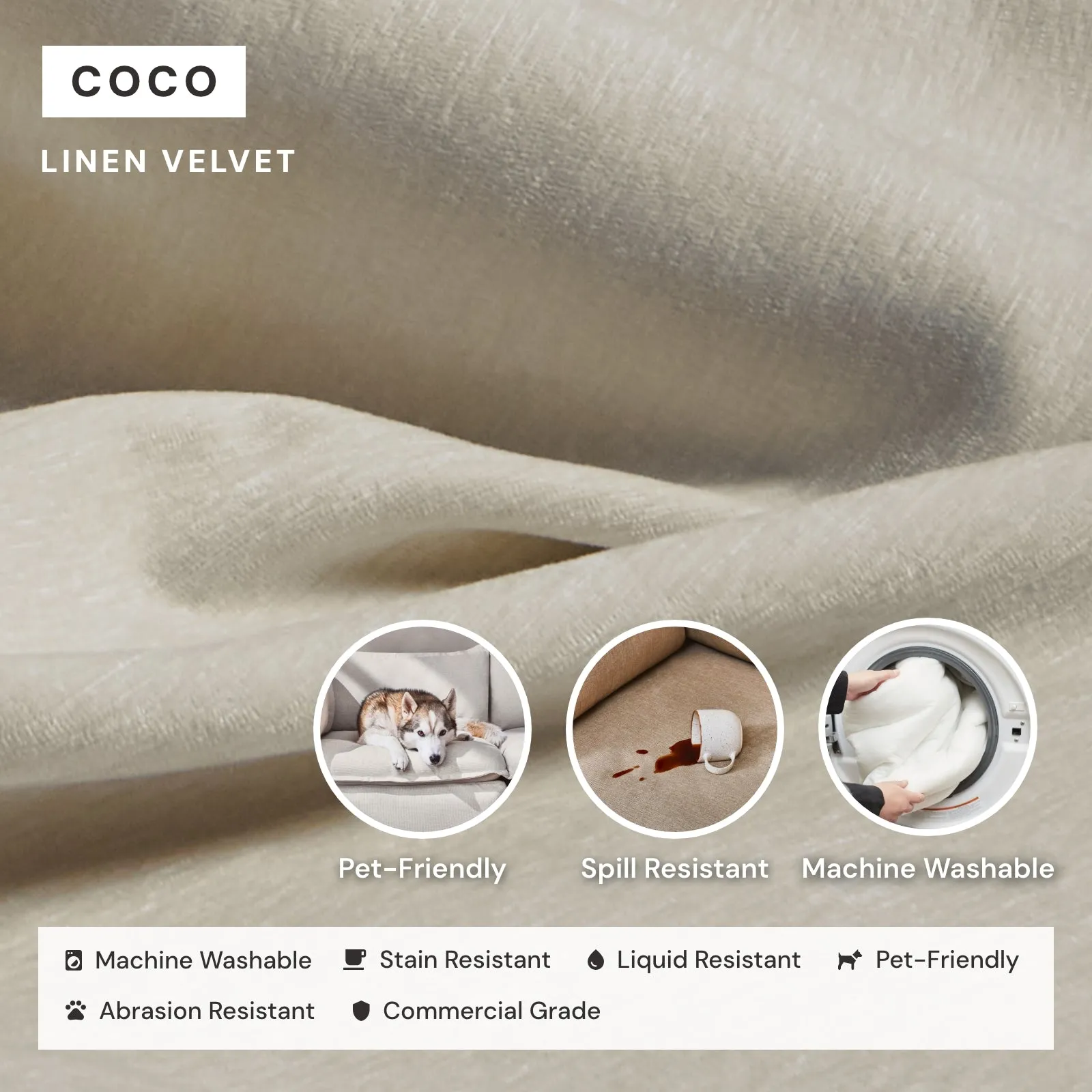 Modular Washable 3-Seater   Bench Ottoman in Coco | Memorix  Seat | Contour Pillow