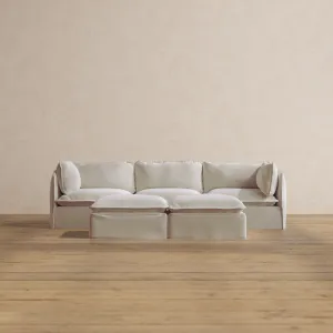 Modular Washable 3-Seater   Bench Ottoman in Coco | Memorix  Seat | Contour Pillow