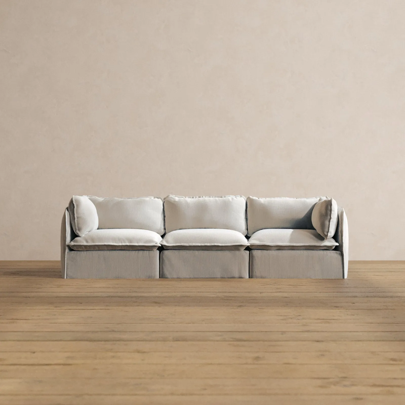 Modular Washable 3-Seater in Milk | Deluxe  Seat | Cloud Pillow
