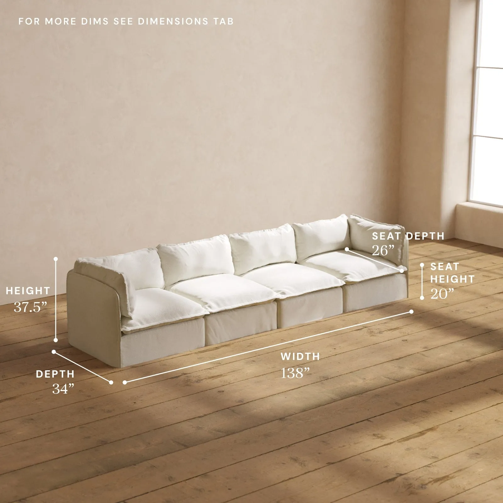 Modular Washable 4-Seater in Eggshell | Memorix  Seat | Contour Pillow