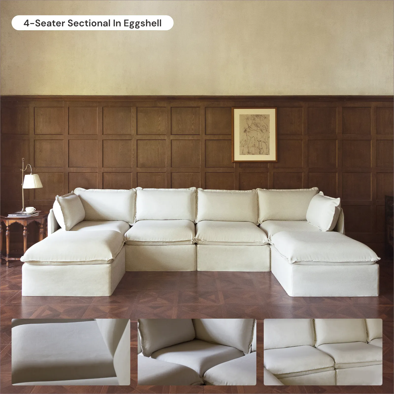 Modular Washable 4-Seater in Eggshell | Memorix  Seat | Contour Pillow
