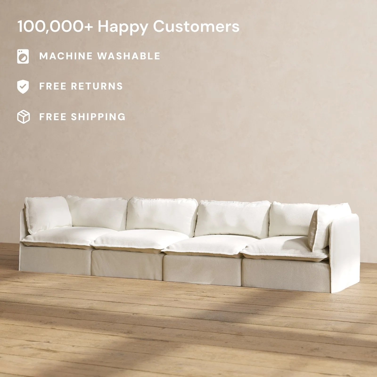 Modular Washable 4-Seater in Eggshell | Memorix  Seat | Contour Pillow