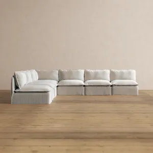 Modular Washable 7-Seater Open-Ends Corner Sectional in Milk | Deluxe  Seat | Cloud Pillow