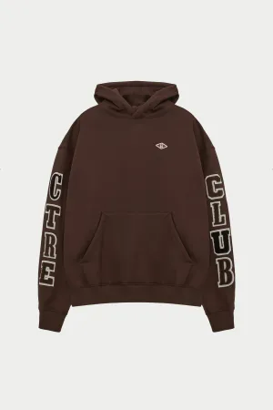 MULTIBADGE CHENILLE RELAXED HOODIE - BROWN