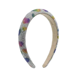 Multicolor Rhinestone Rainbow Heart Headband