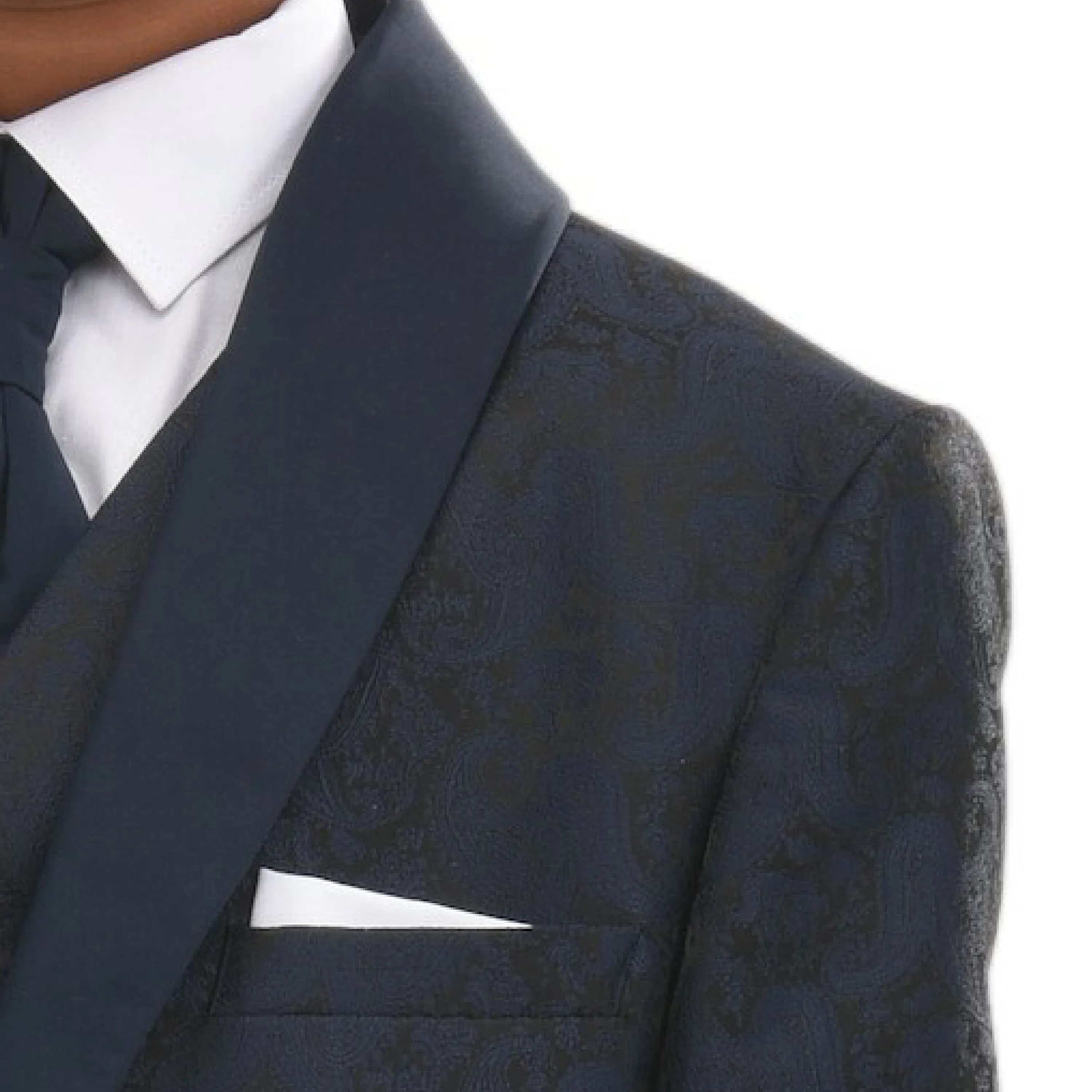 Navy 5pc Damasque Print Suit