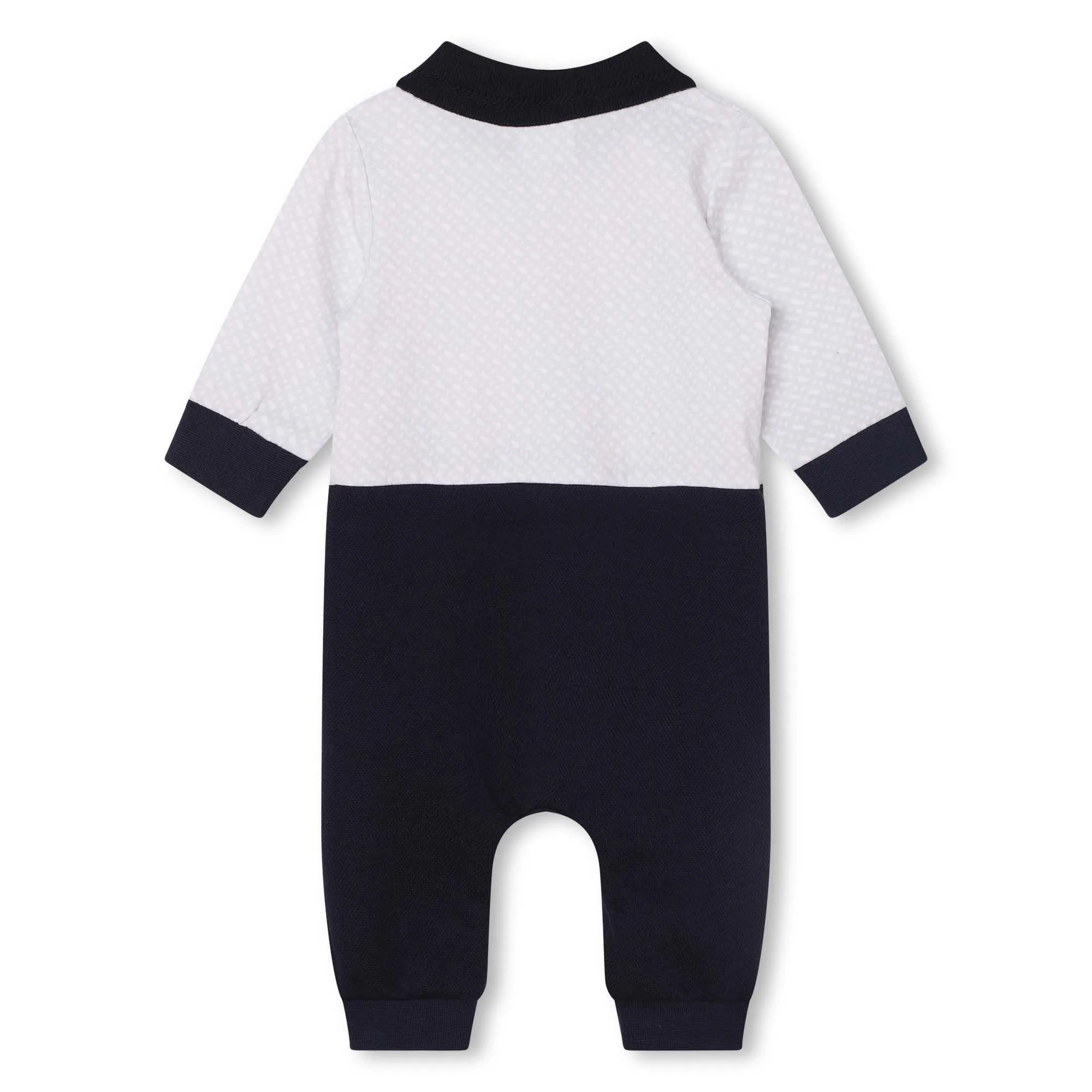 Navy Blue & White Cotton Romper