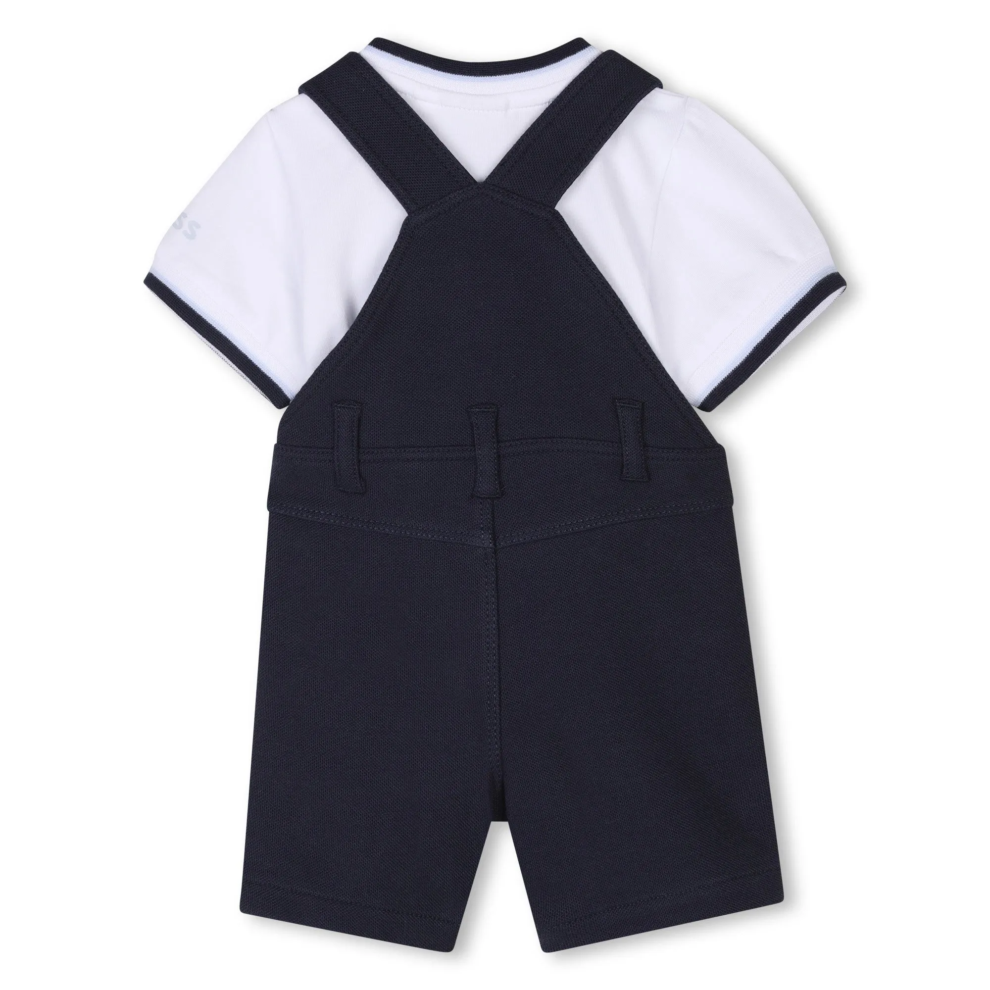 Navy Logo Dungarees Set