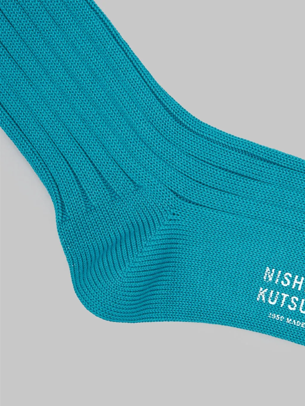 Nishiguchi Kutsushita Egyptian Cotton Ribbed Socks Aquarium Blue