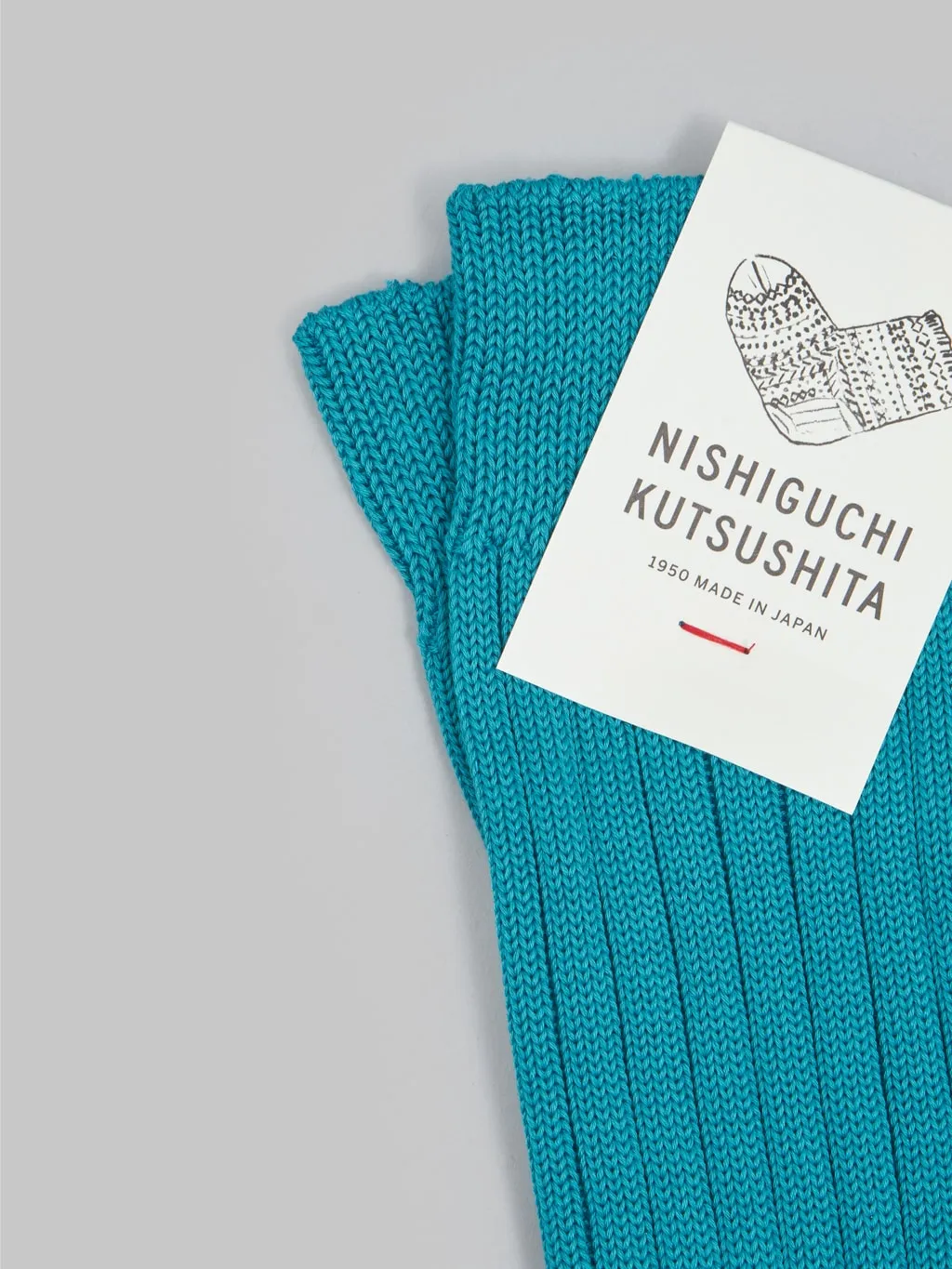 Nishiguchi Kutsushita Egyptian Cotton Ribbed Socks Aquarium Blue