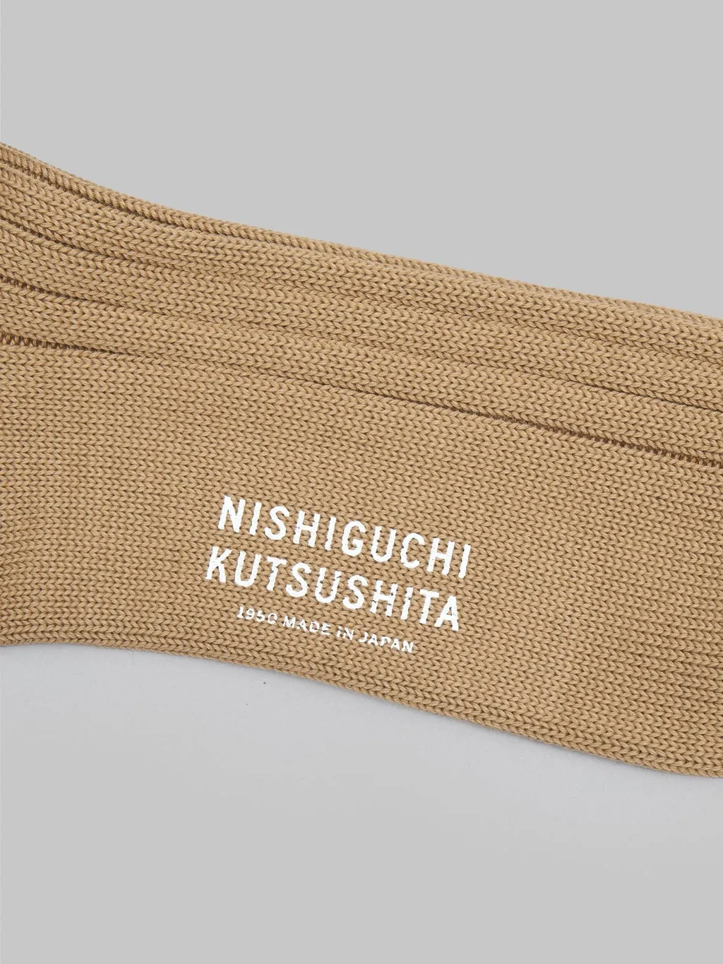 Nishiguchi Kutsushita Egyptian Cotton Ribbed Socks Café Au Lait
