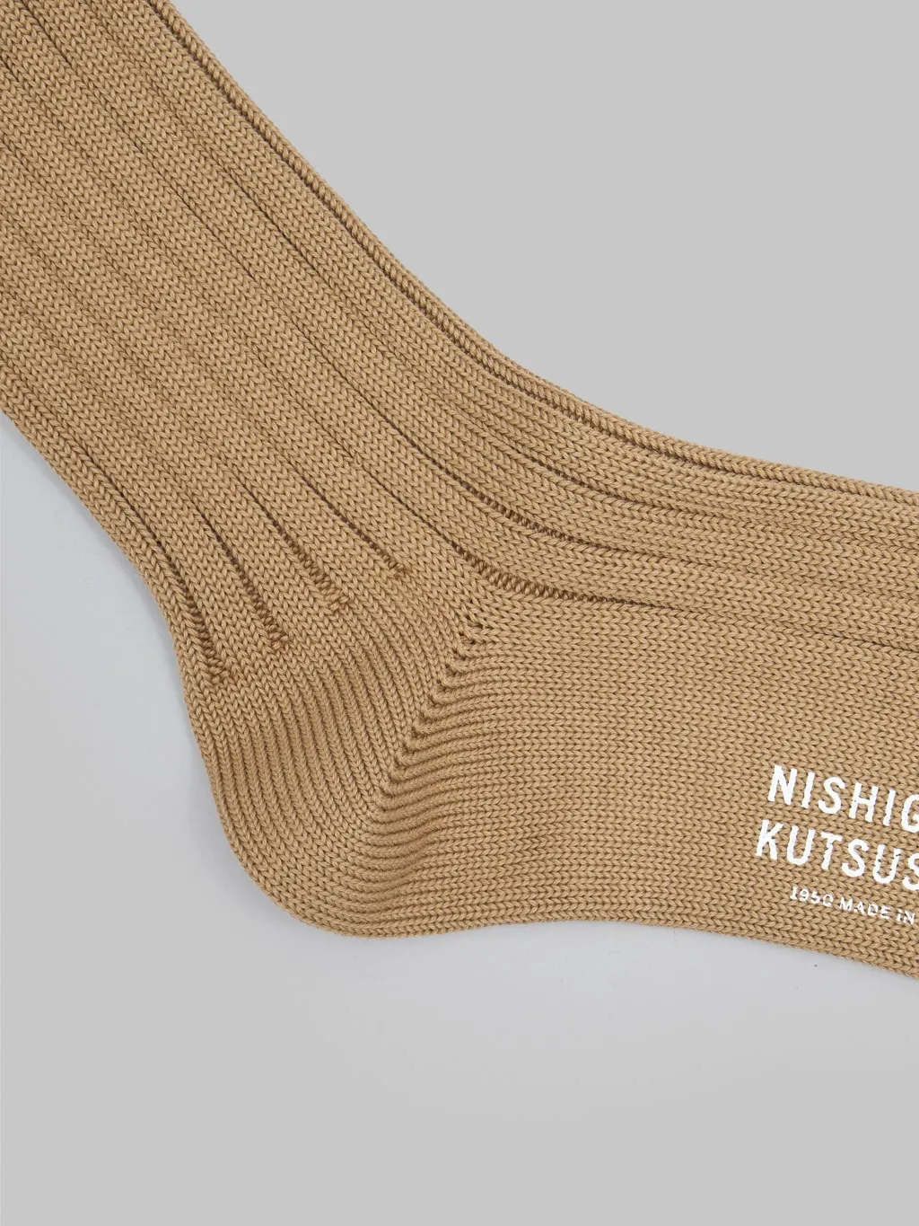 Nishiguchi Kutsushita Egyptian Cotton Ribbed Socks Café Au Lait