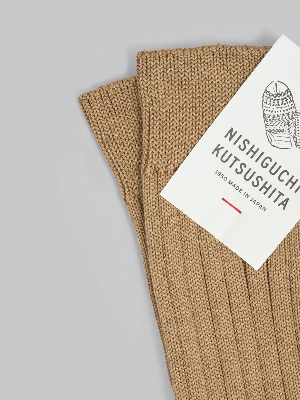 Nishiguchi Kutsushita Egyptian Cotton Ribbed Socks Café Au Lait
