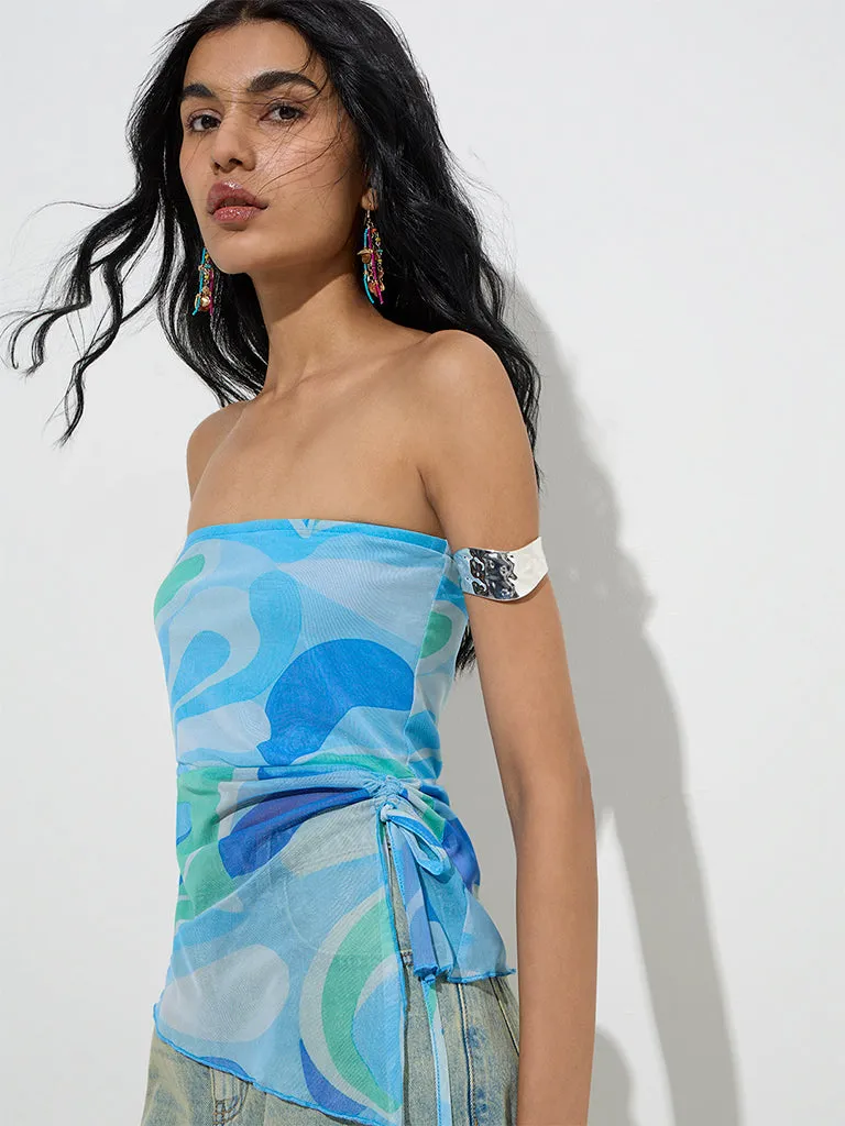 Nuon Blue Abstract Pattern Tube Top