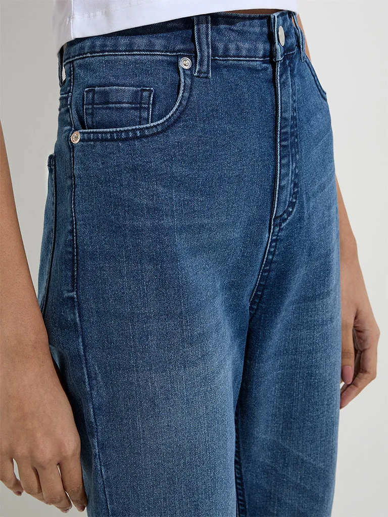 Nuon Dark Blue Relaxed-Fit High-Rise Jeans