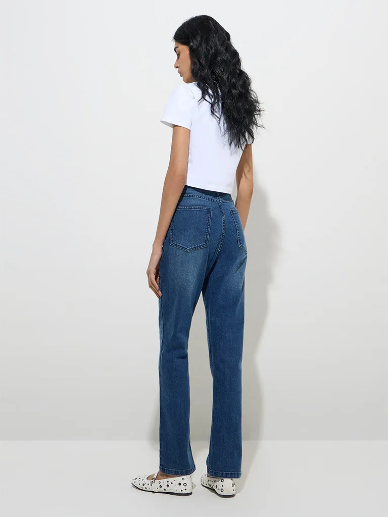 Nuon Dark Blue Relaxed-Fit High-Rise Jeans