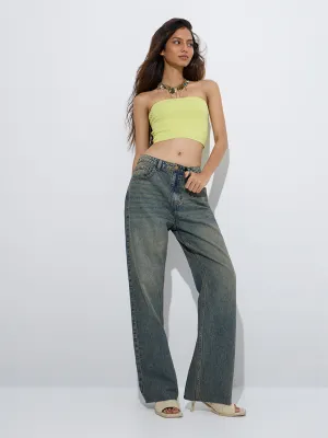 Nuon Lime Cable-Knitted Tube Top