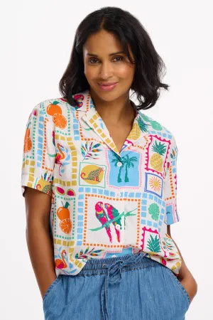 Odele Shirt - Off-White. Jungle Tile