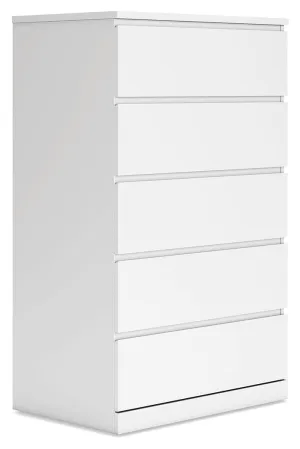 Onita White Five Drawer Chest