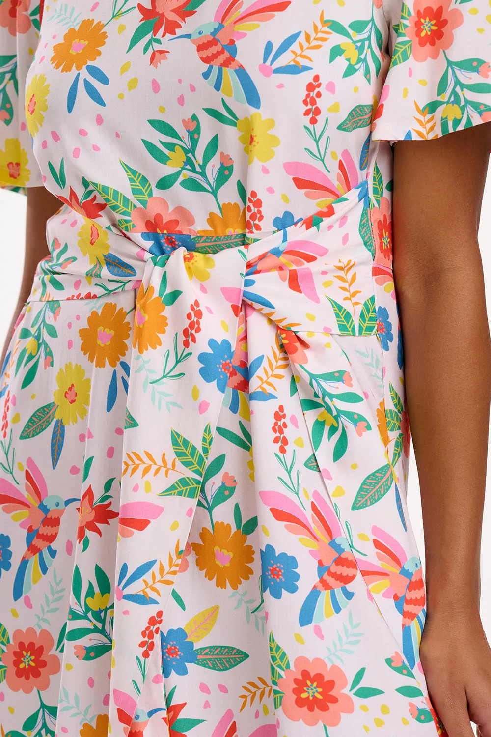 Orchid Mini Dress - Off-White. Tropical Hummingbird