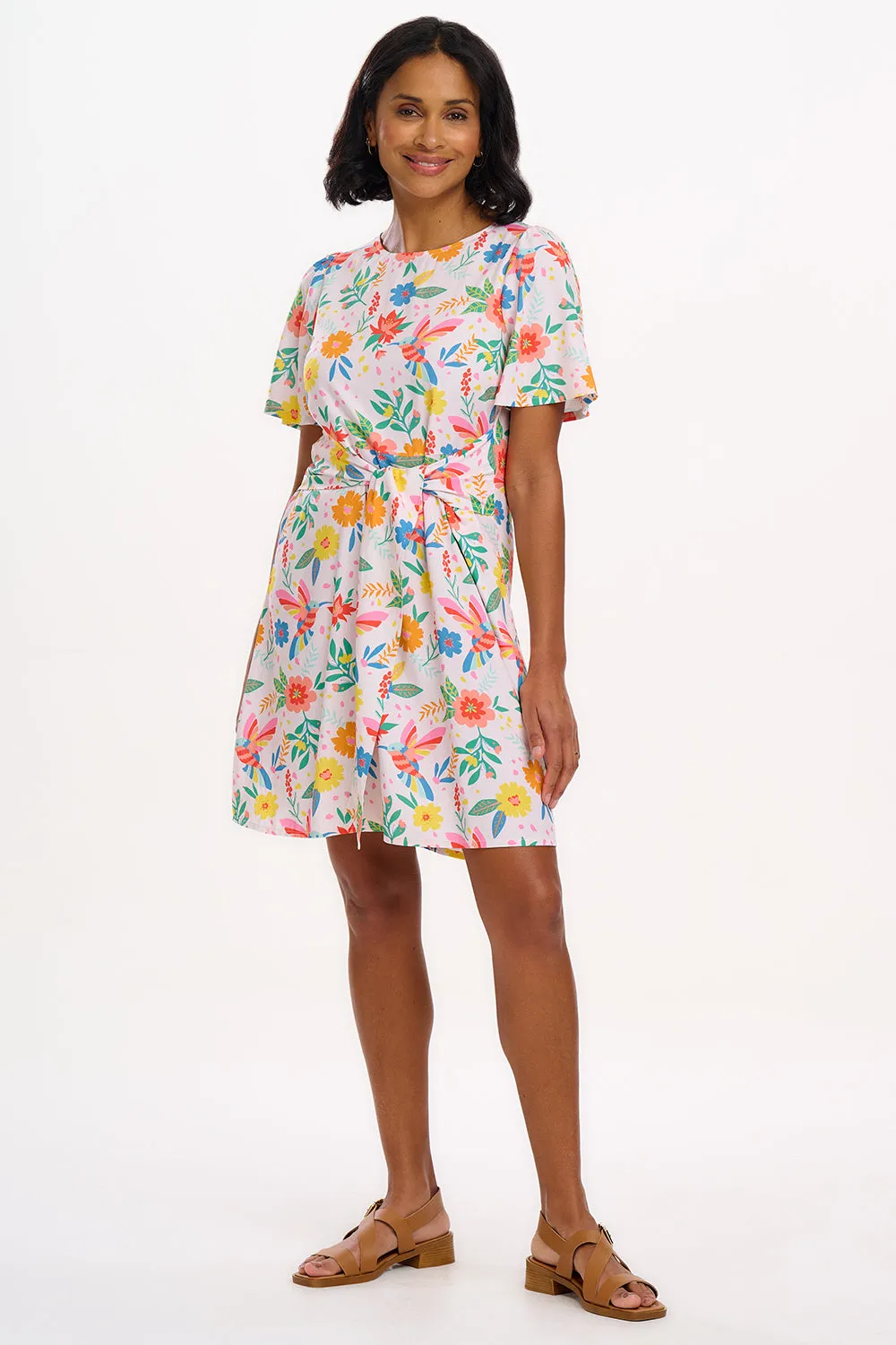 Orchid Mini Dress - Off-White. Tropical Hummingbird