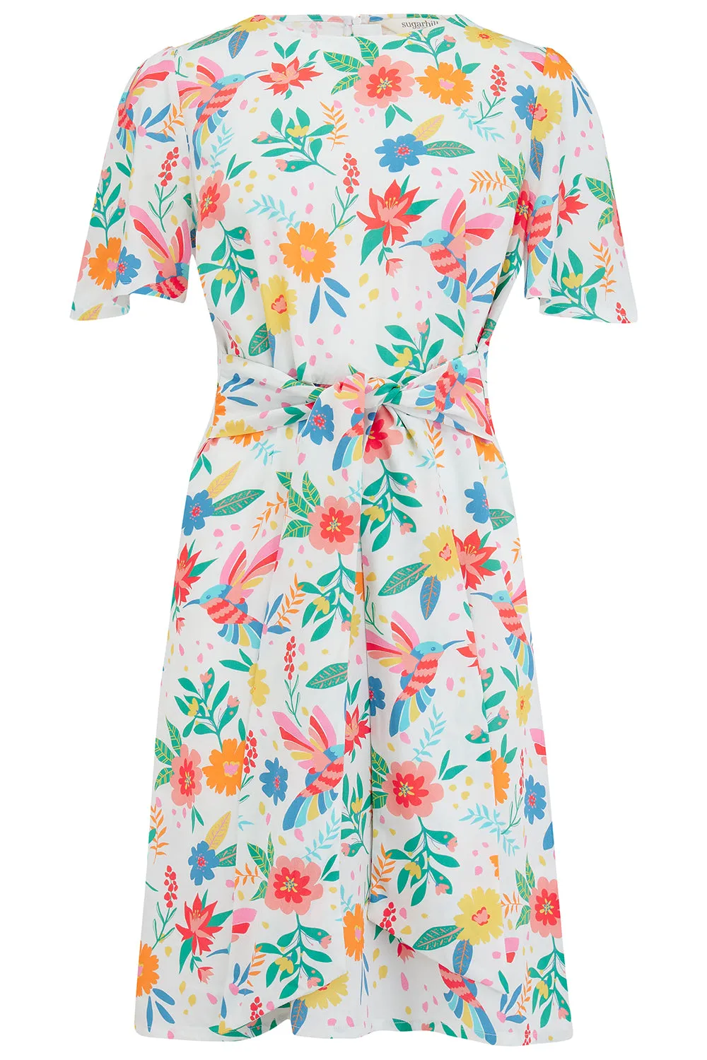 Orchid Mini Dress - Off-White. Tropical Hummingbird