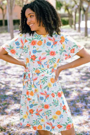 Orchid Mini Dress - Off-White. Tropical Hummingbird