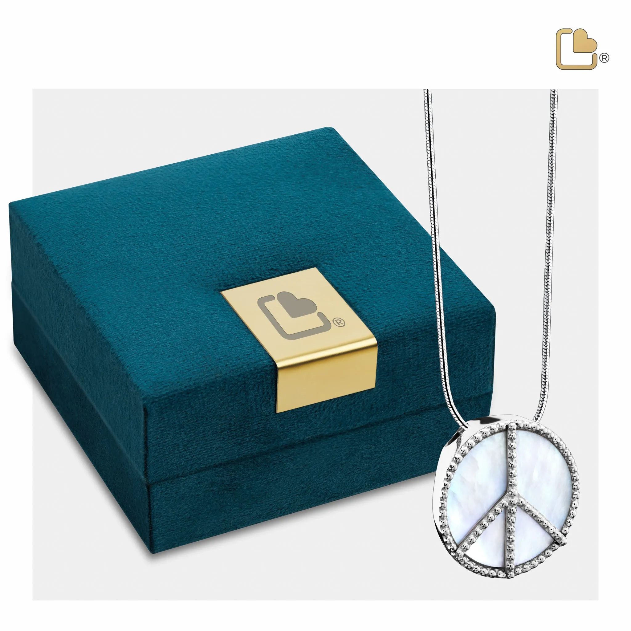 Peace Mother of Pearl Sterling Silver Cremation Pendant