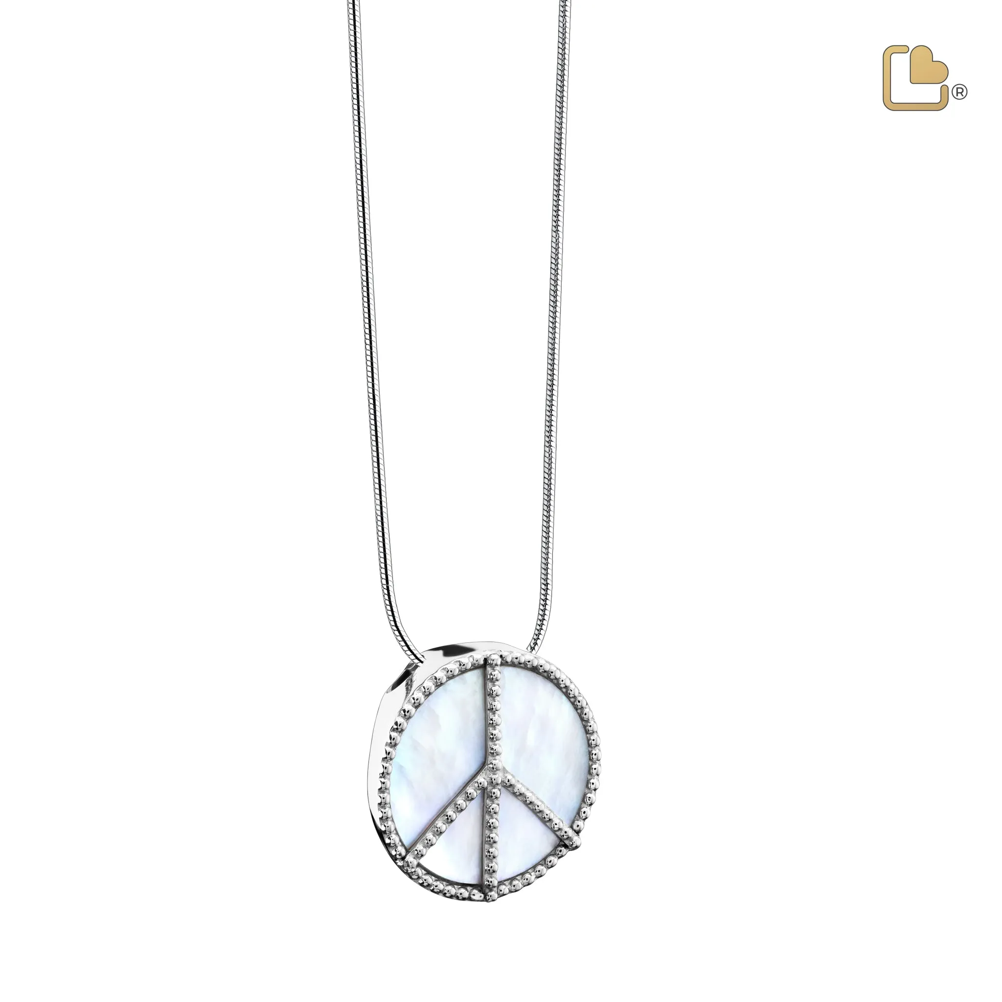 Peace Mother of Pearl Sterling Silver Cremation Pendant