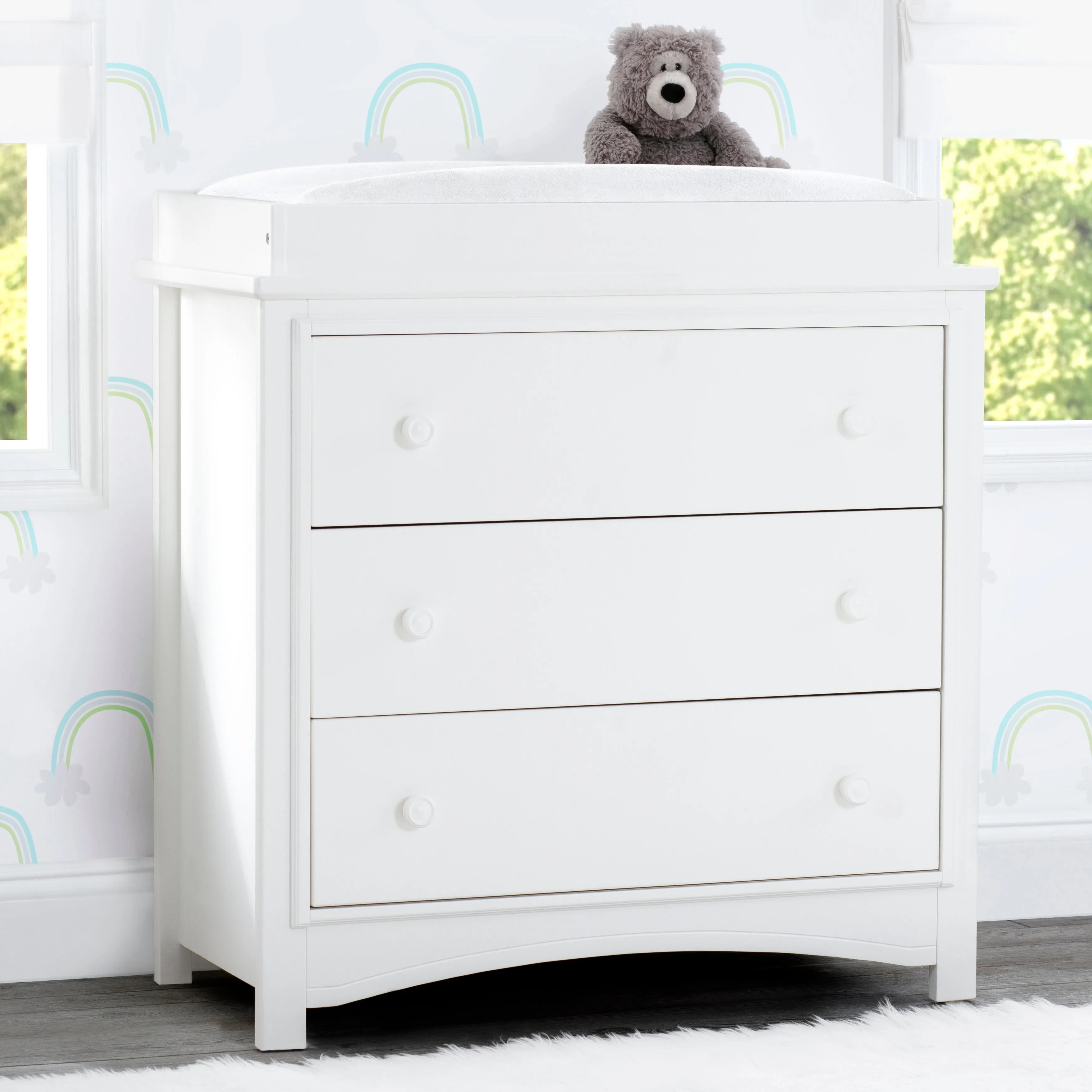 Perry 3 Drawer Dresser with Changing Top and Interlocking Drawers