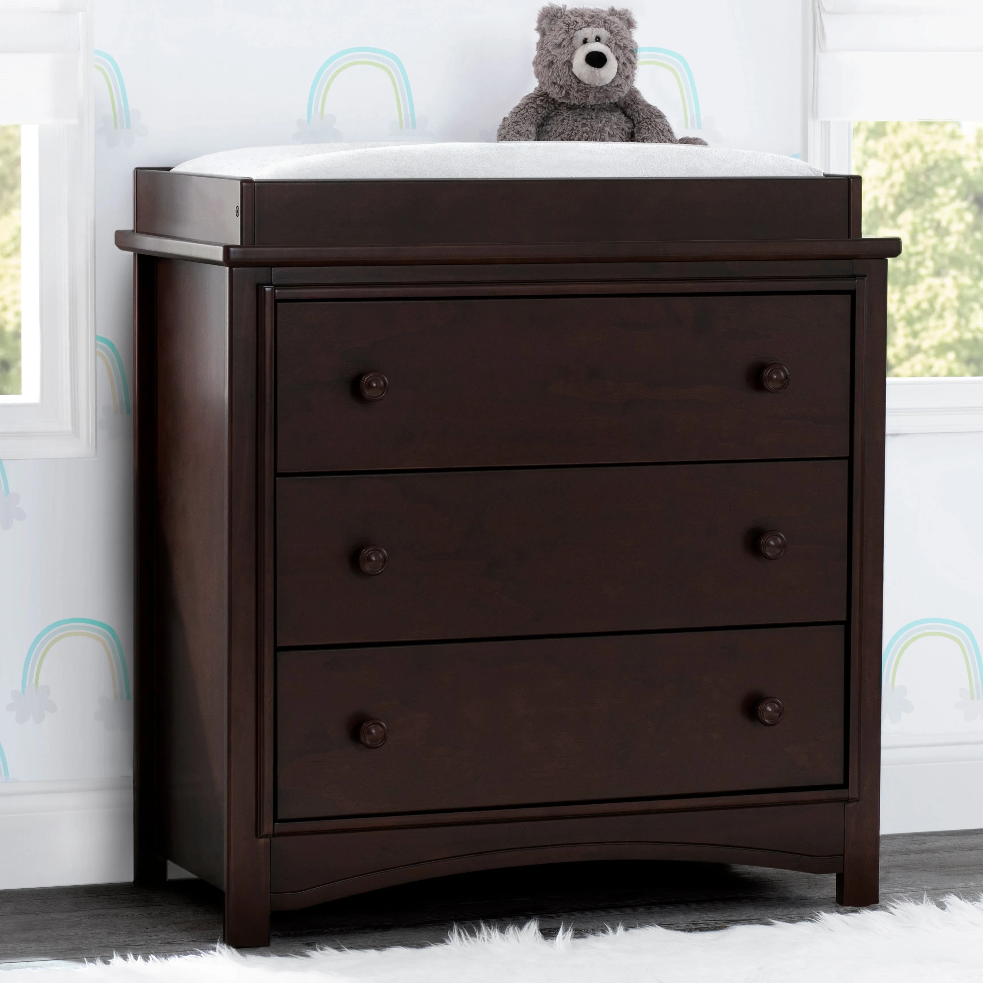 Perry 3 Drawer Dresser with Changing Top and Interlocking Drawers