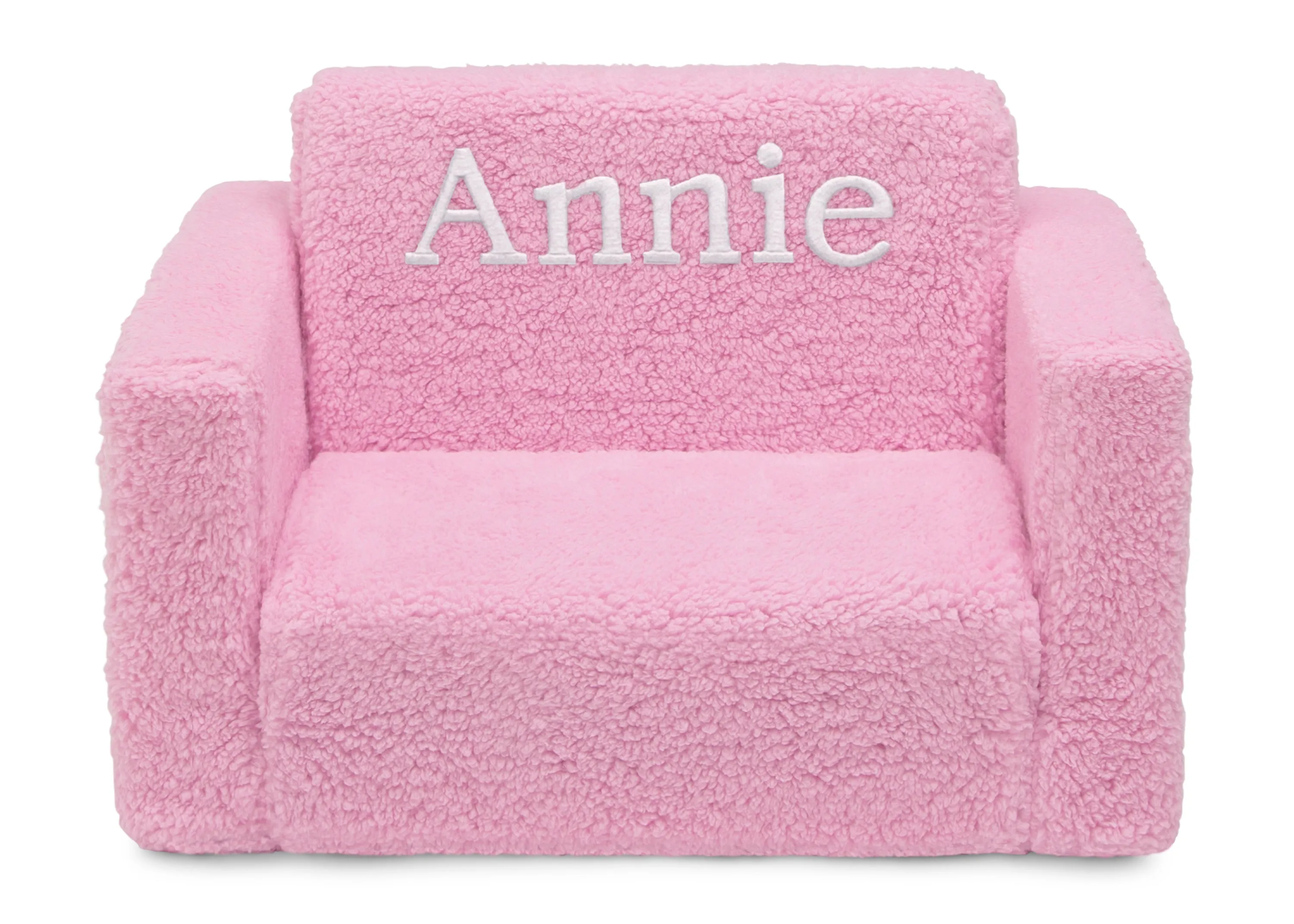 Personalized Cozee Flip-Out Sherpa 2-in-1 Convertible Chair to Lounger for Kids