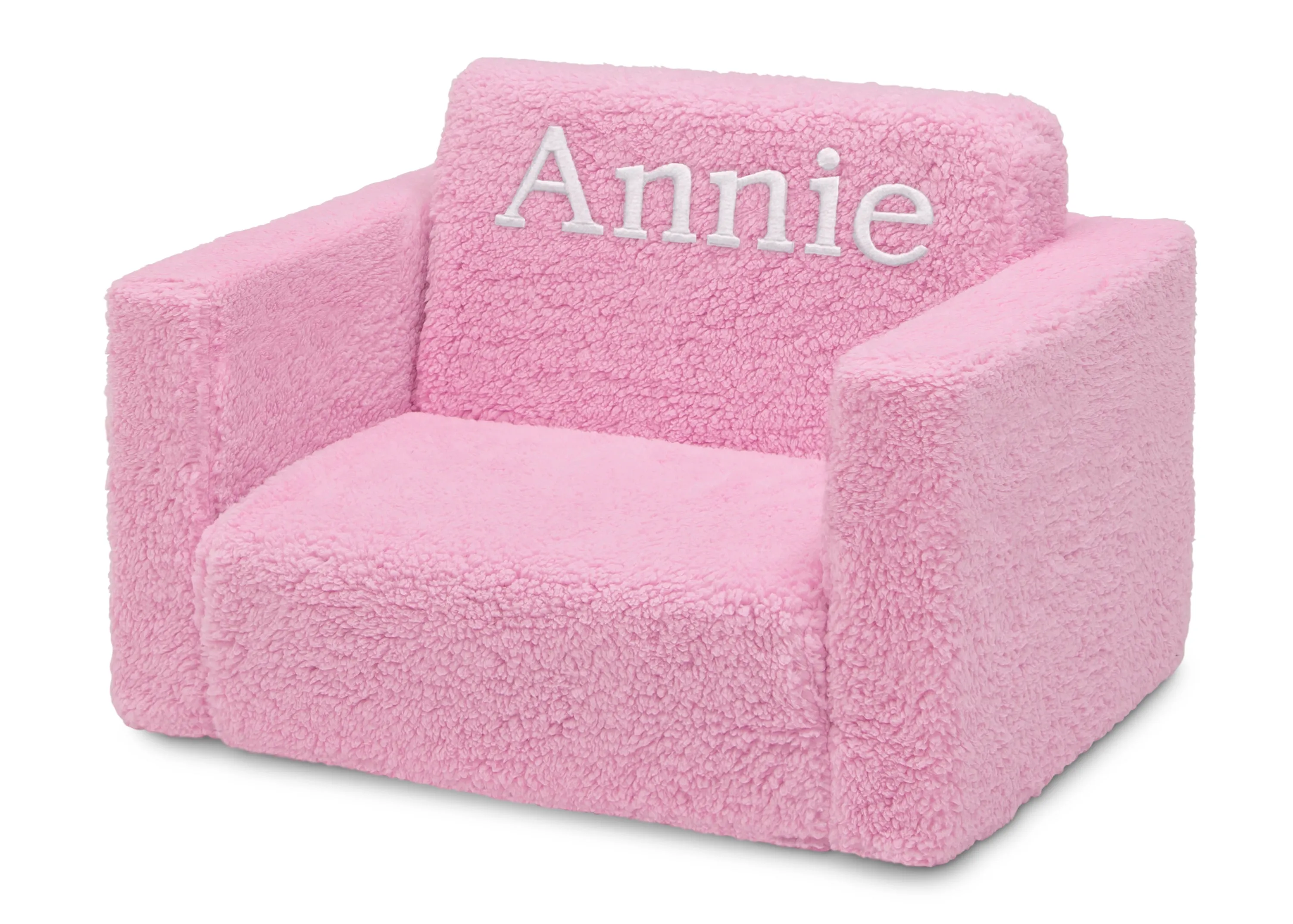 Personalized Cozee Flip-Out Sherpa 2-in-1 Convertible Chair to Lounger for Kids
