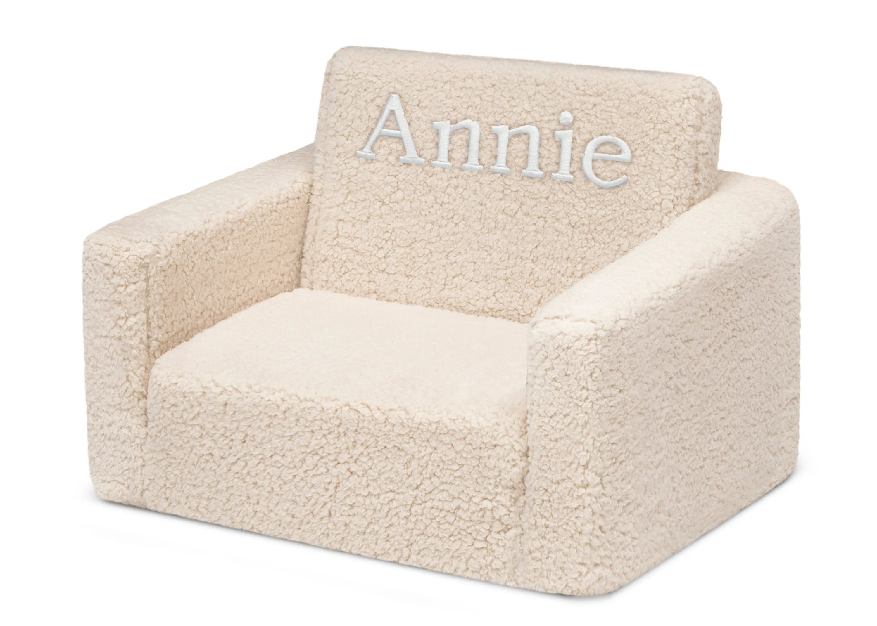 Personalized Cozee Flip-Out Sherpa 2-in-1 Convertible Chair to Lounger for Kids