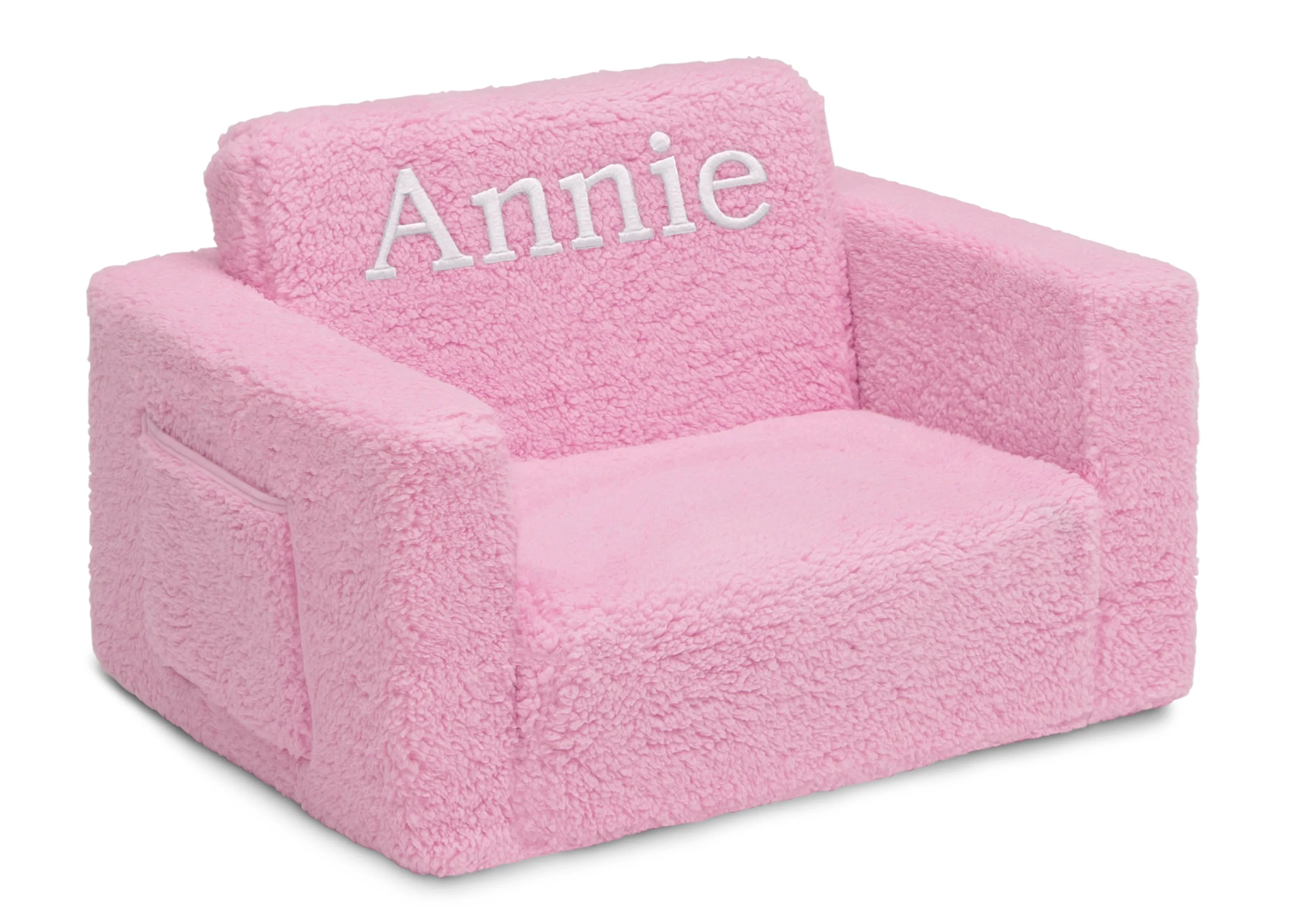Personalized Cozee Flip-Out Sherpa 2-in-1 Convertible Chair to Lounger for Kids