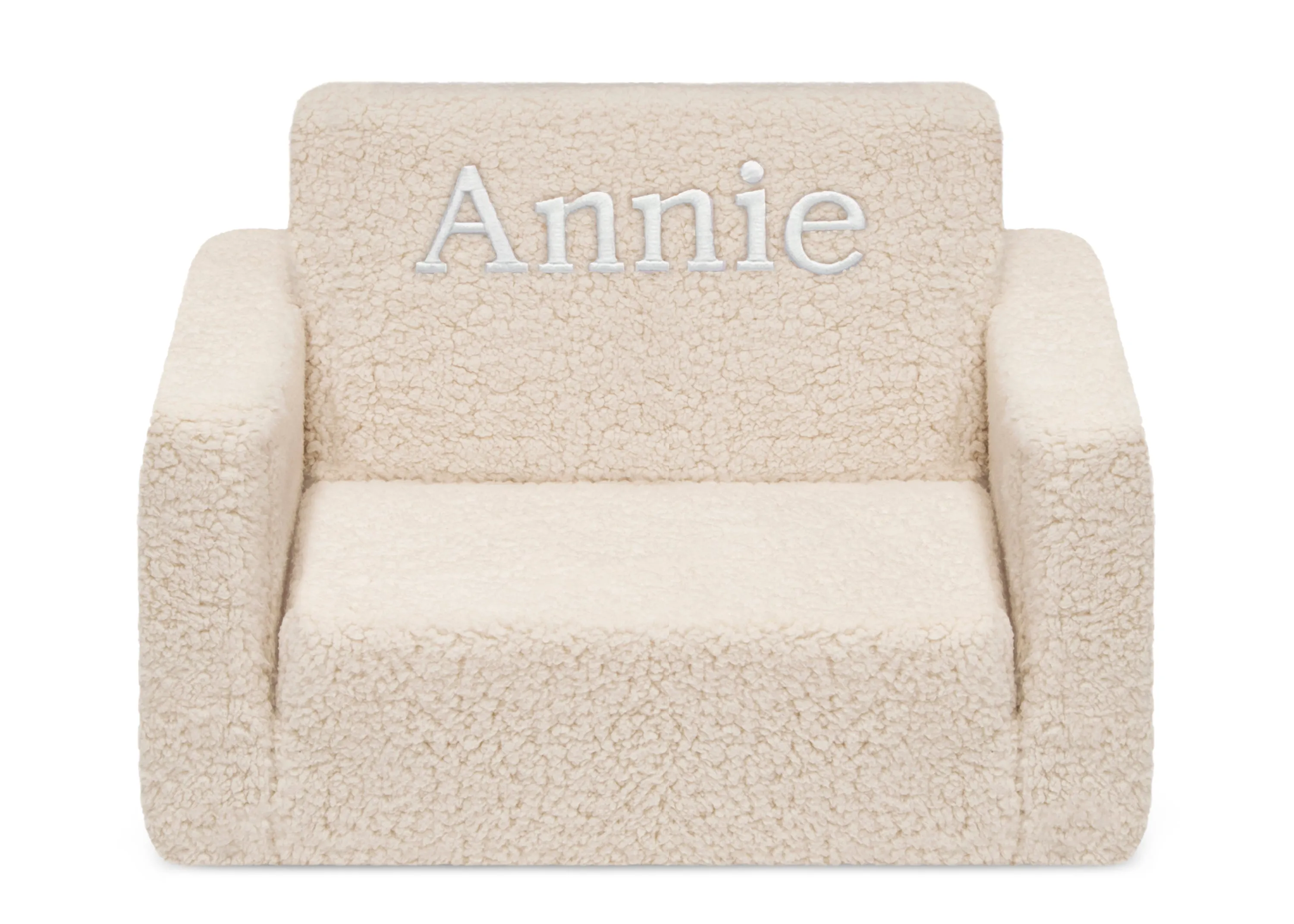 Personalized Cozee Flip-Out Sherpa 2-in-1 Convertible Chair to Lounger for Kids