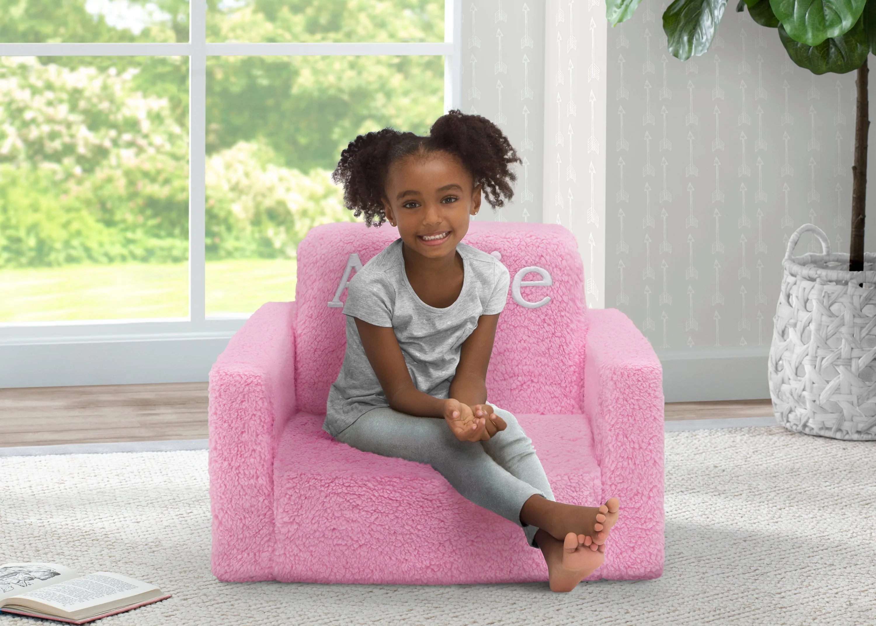 Personalized Cozee Flip-Out Sherpa 2-in-1 Convertible Chair to Lounger for Kids