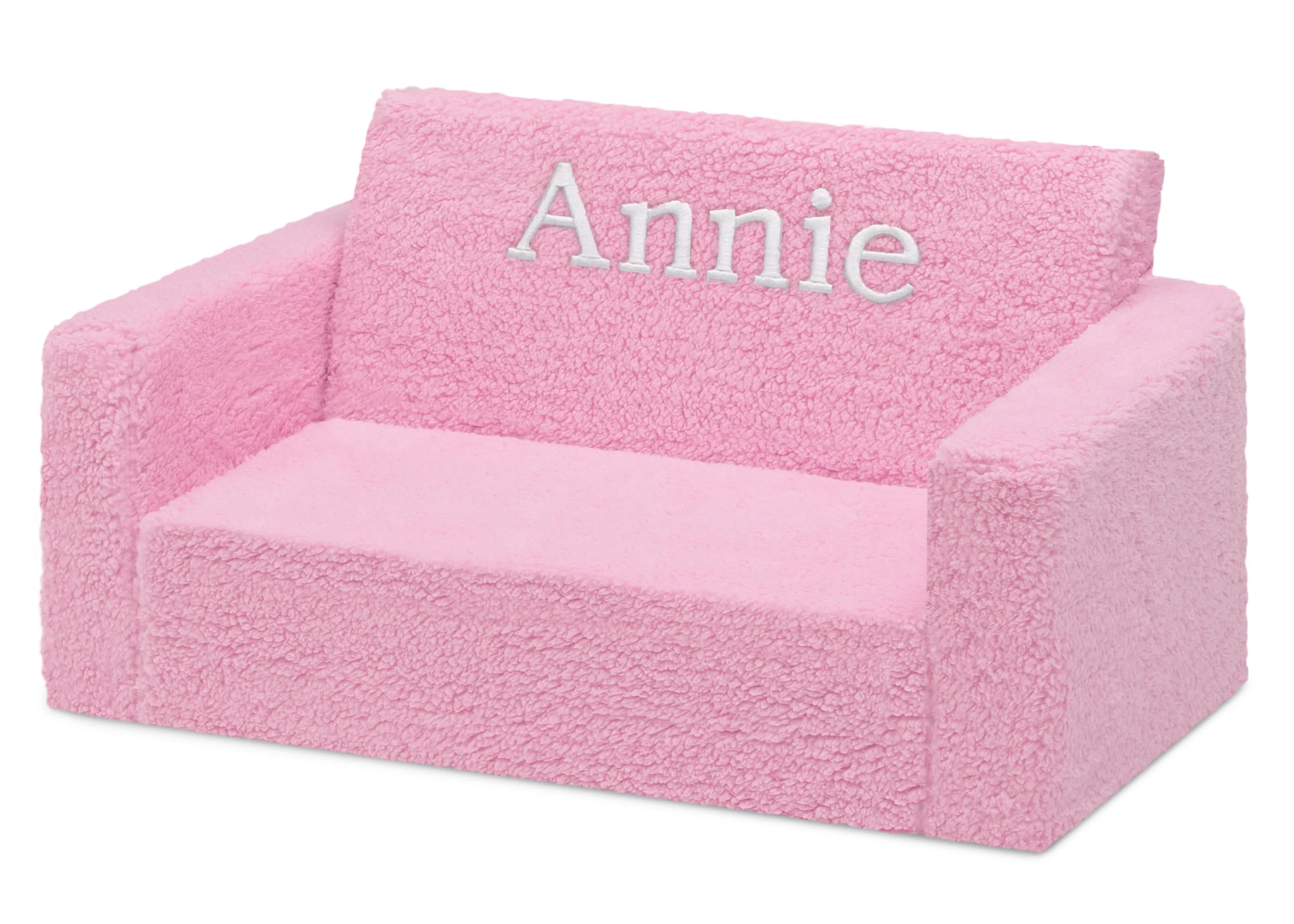 Personalized Cozee Flip-Out Sherpa 2-in-1 Convertible Sofa to Lounger for Kids