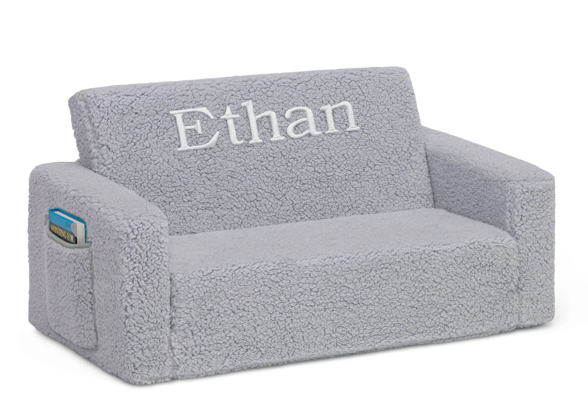 Personalized Cozee Flip-Out Sherpa 2-in-1 Convertible Sofa to Lounger for Kids