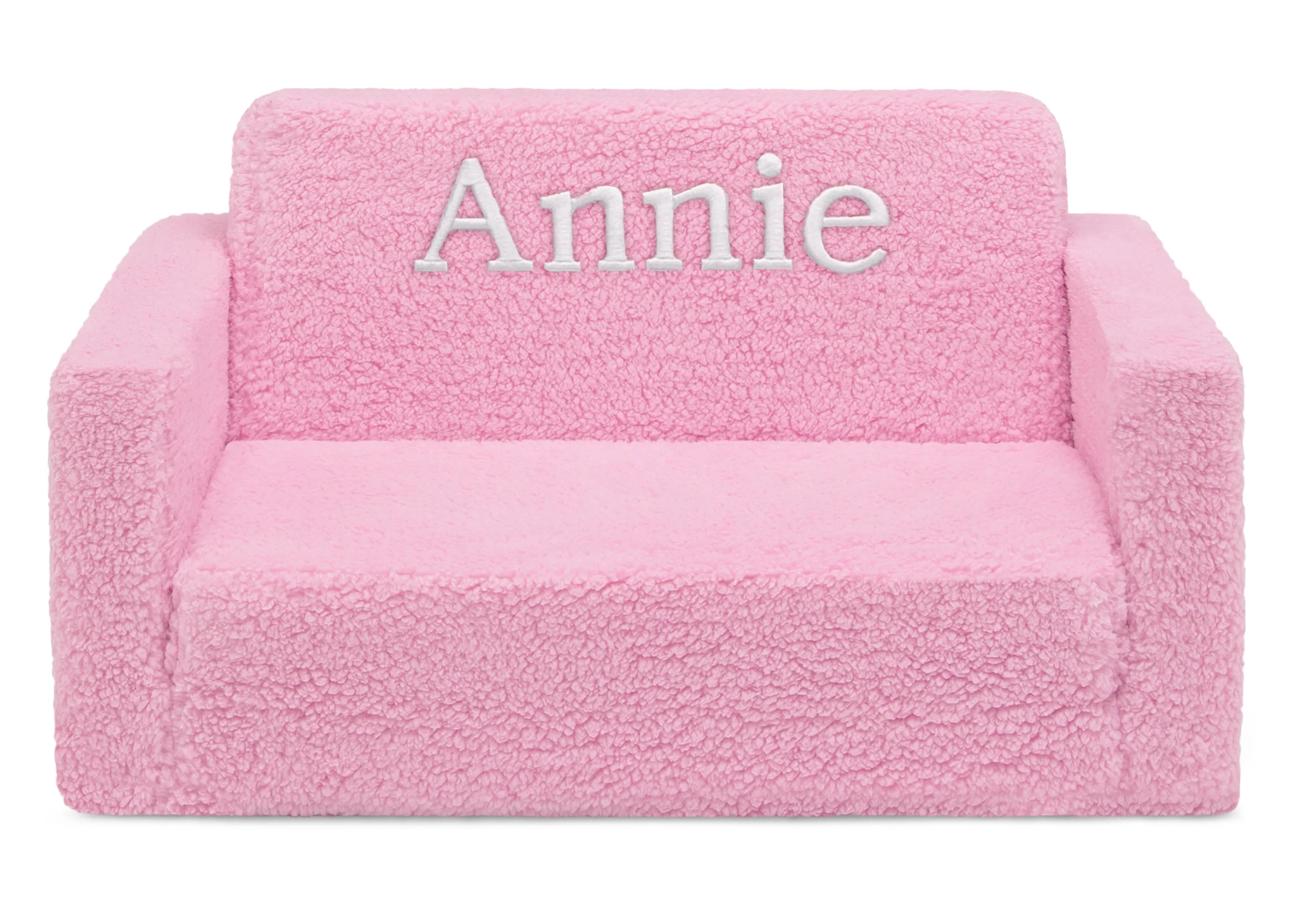 Personalized Cozee Flip-Out Sherpa 2-in-1 Convertible Sofa to Lounger for Kids