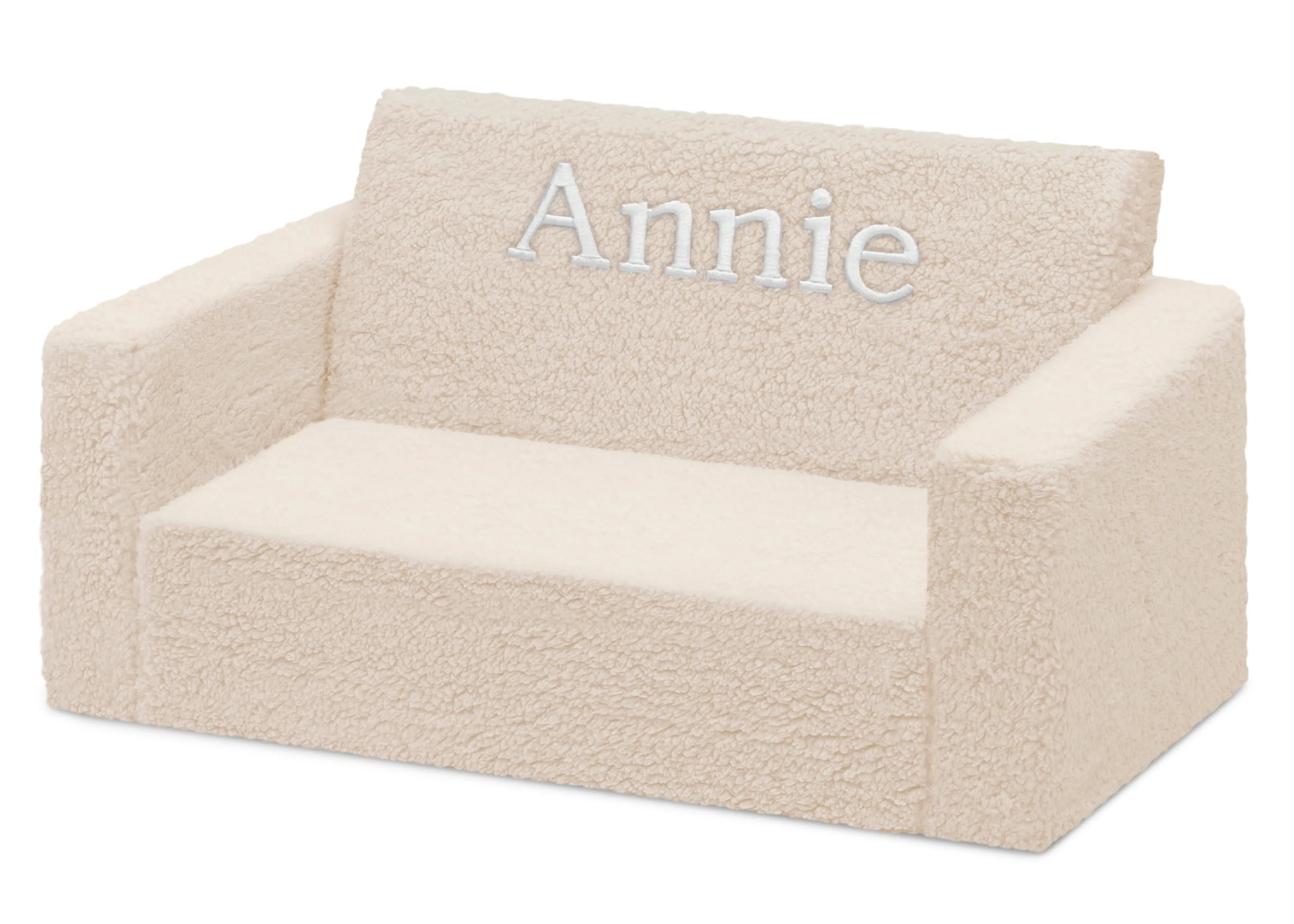 Personalized Cozee Flip-Out Sherpa 2-in-1 Convertible Sofa to Lounger for Kids