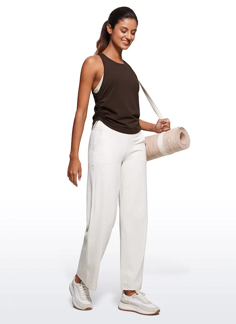 Pima Cotton High Neck Ruched Sides Tank Racerback