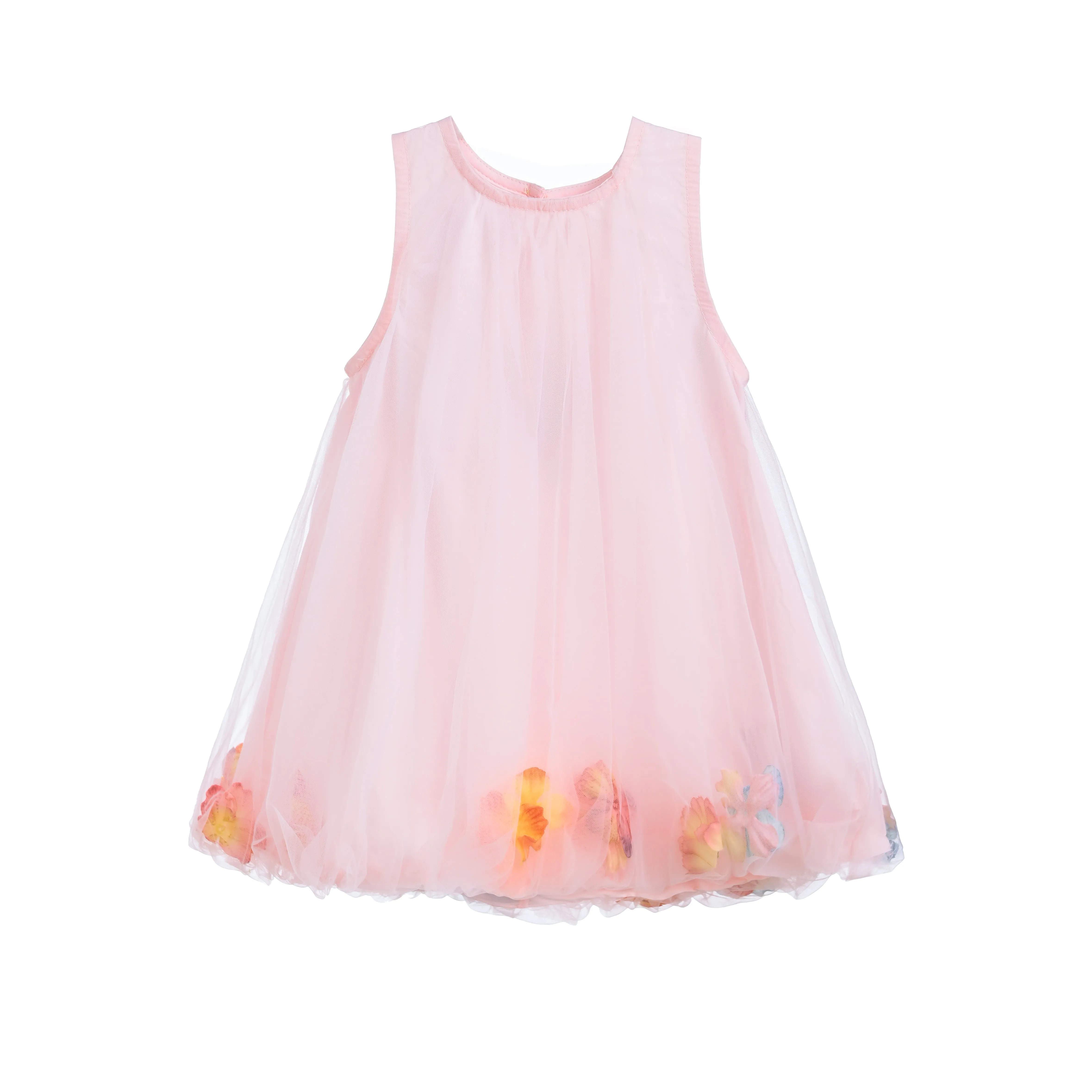 Pink Floral Layered Sleeveless Dress