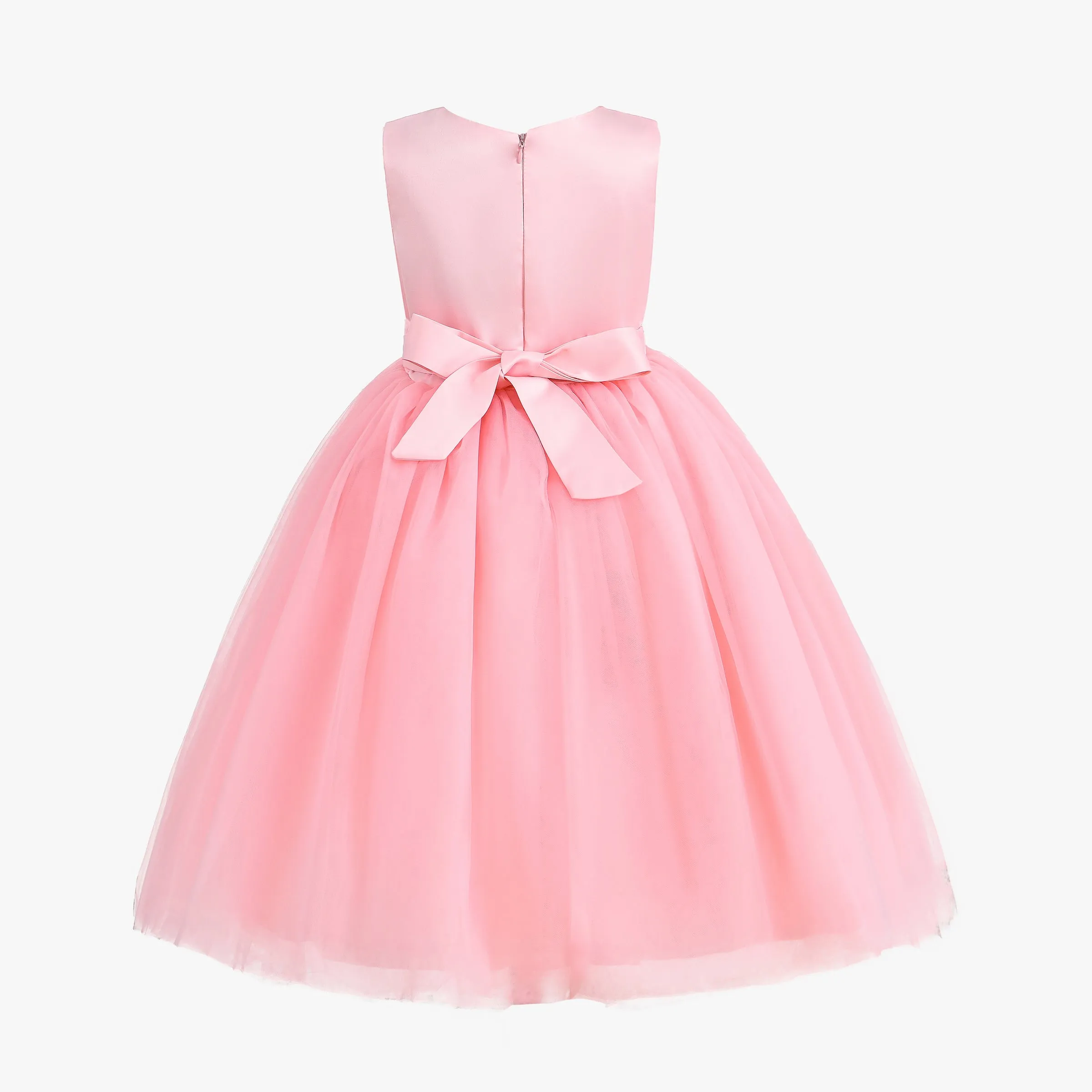 Pink Pearl Bow Tulle Dress