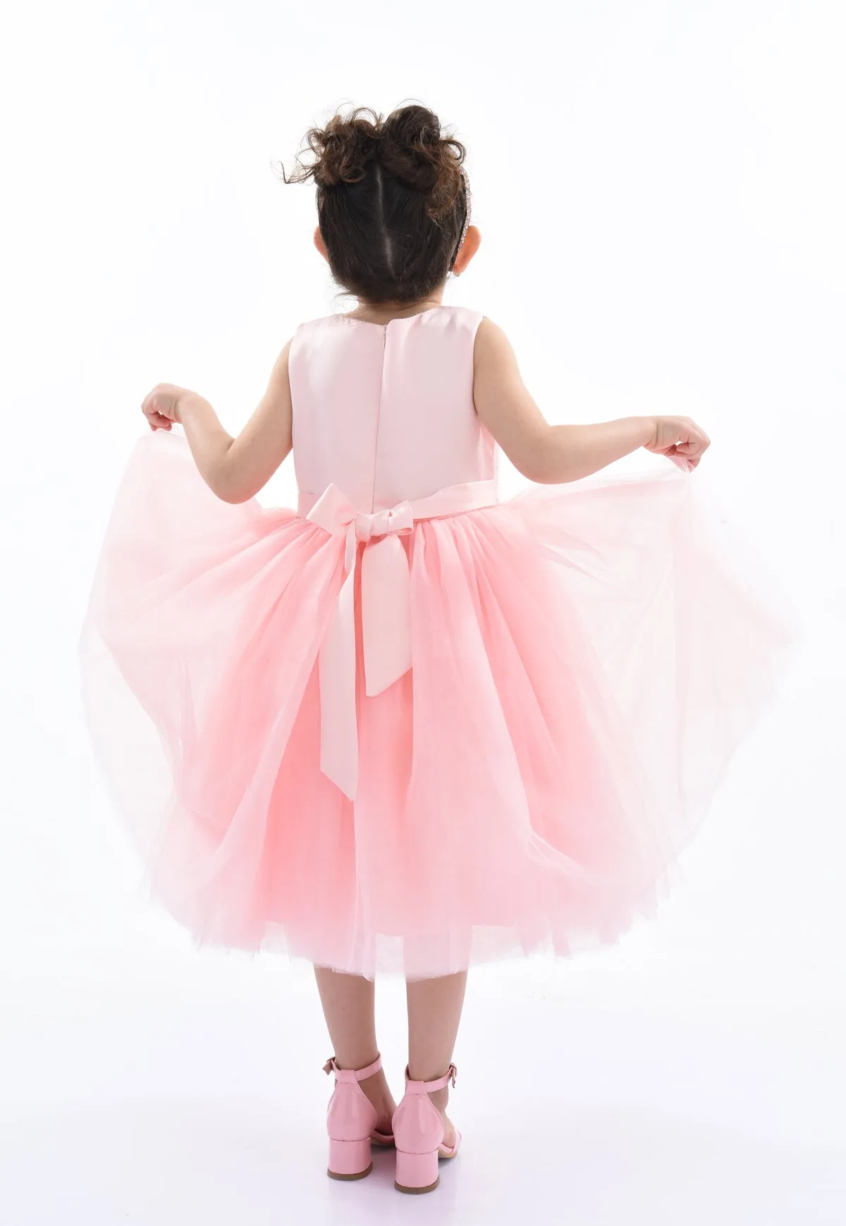Pink Pearl Bow Tulle Dress