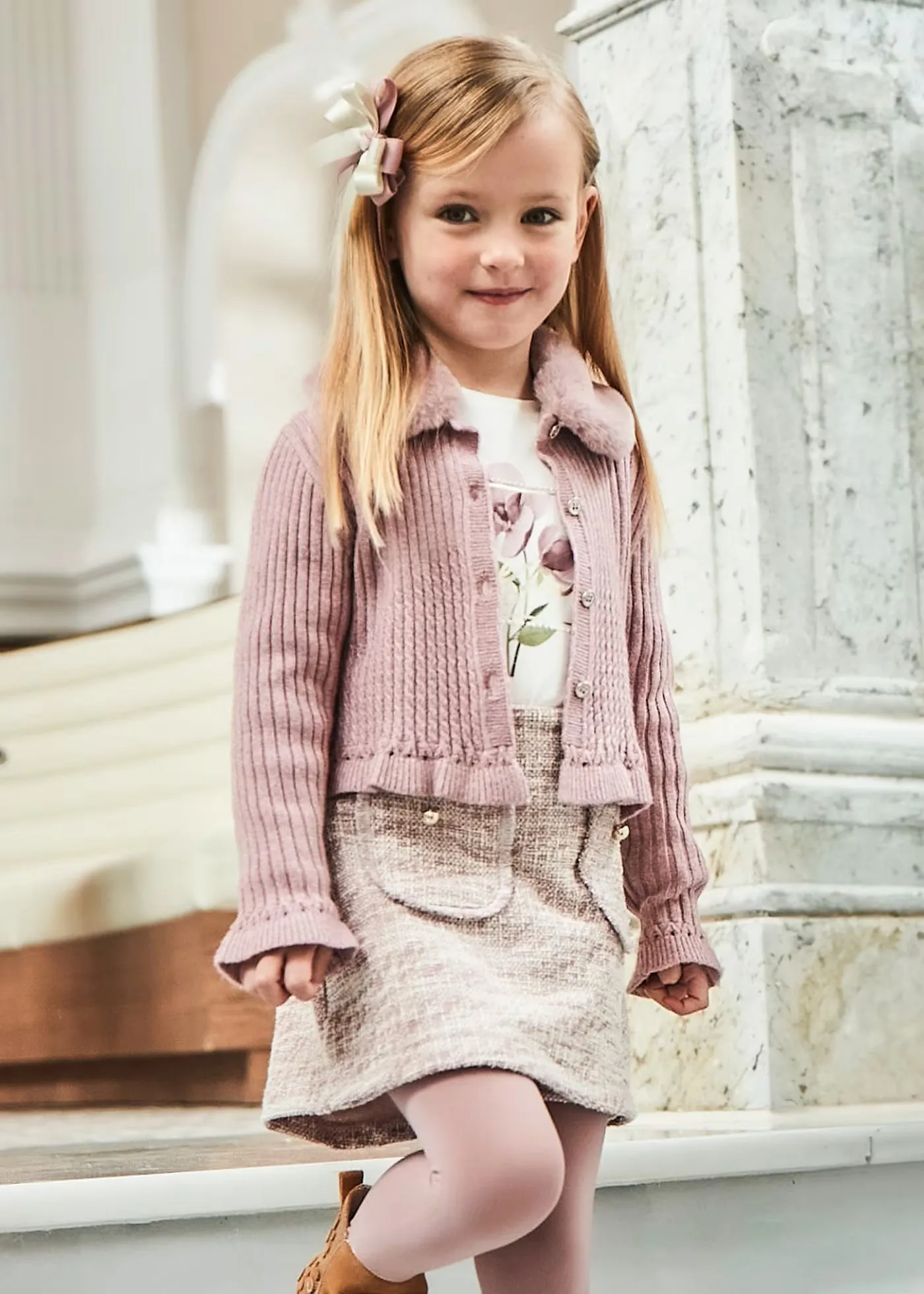 Pink Rose Tweed Skirt