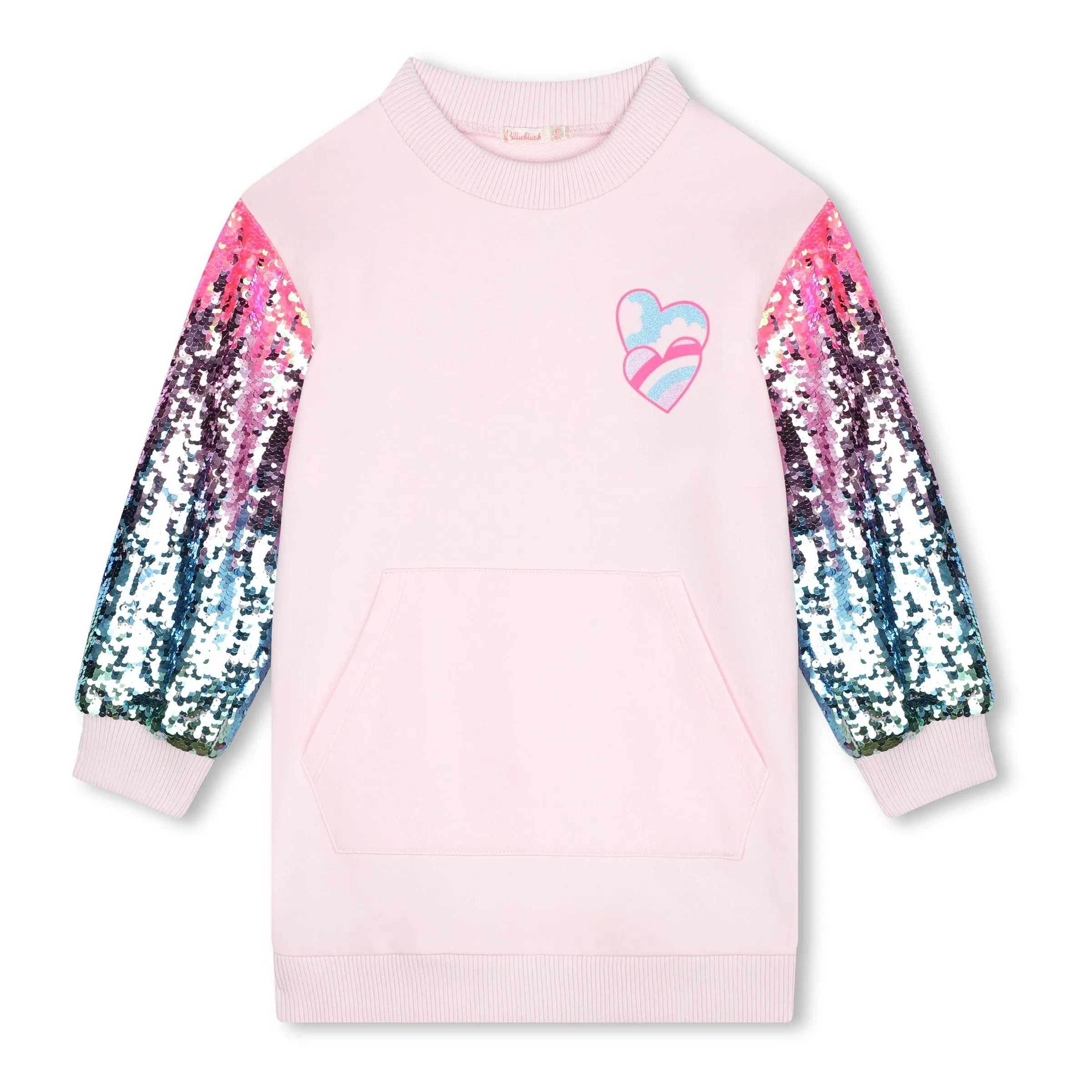 Pink Sequin Sleeve Sweater Dress