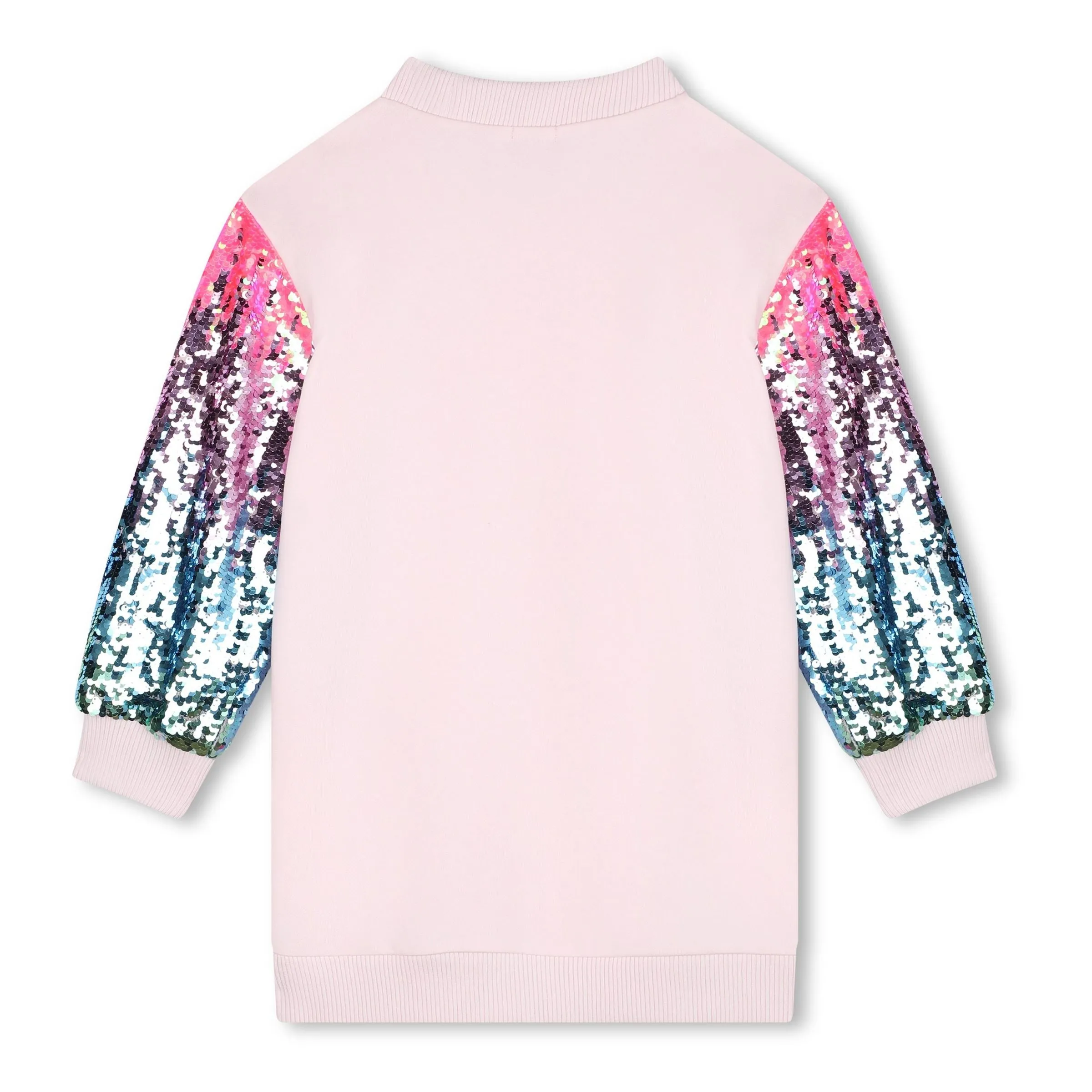 Pink Sequin Sleeve Sweater Dress