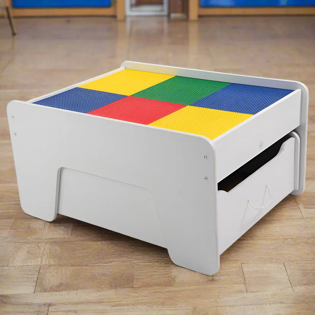 Preschool Building Brick Activity Table with Storage Drawer